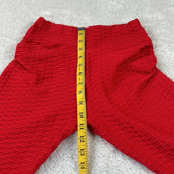 Unbranded red hi rise butt lifting scrunch booty leggings, size med - Picture 6 of 8
